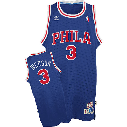  NBA Philadelphia 76ERS 3 Allen Iverson Soul Throwback Swingman Road Blue Jersey